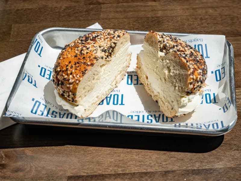 Everything bagel with cream cheese